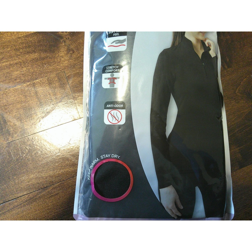 32 Degrees Heat 1/4 Zip Base Layer Top Womens Medium Black New Thermal Mock Neck - Picture 3 of 6